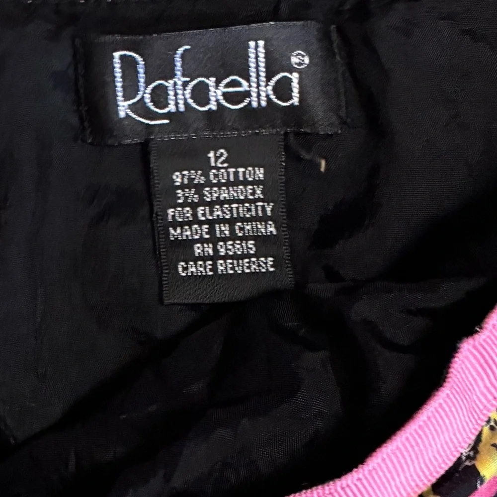 Rafaella Black A-Line Skirt with Pink, Purple & Yellow Floral Print